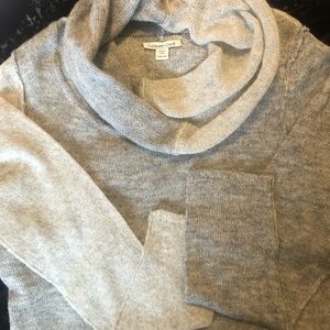 Coldwater Creek two toned grey light wool L cowl neck sweater.